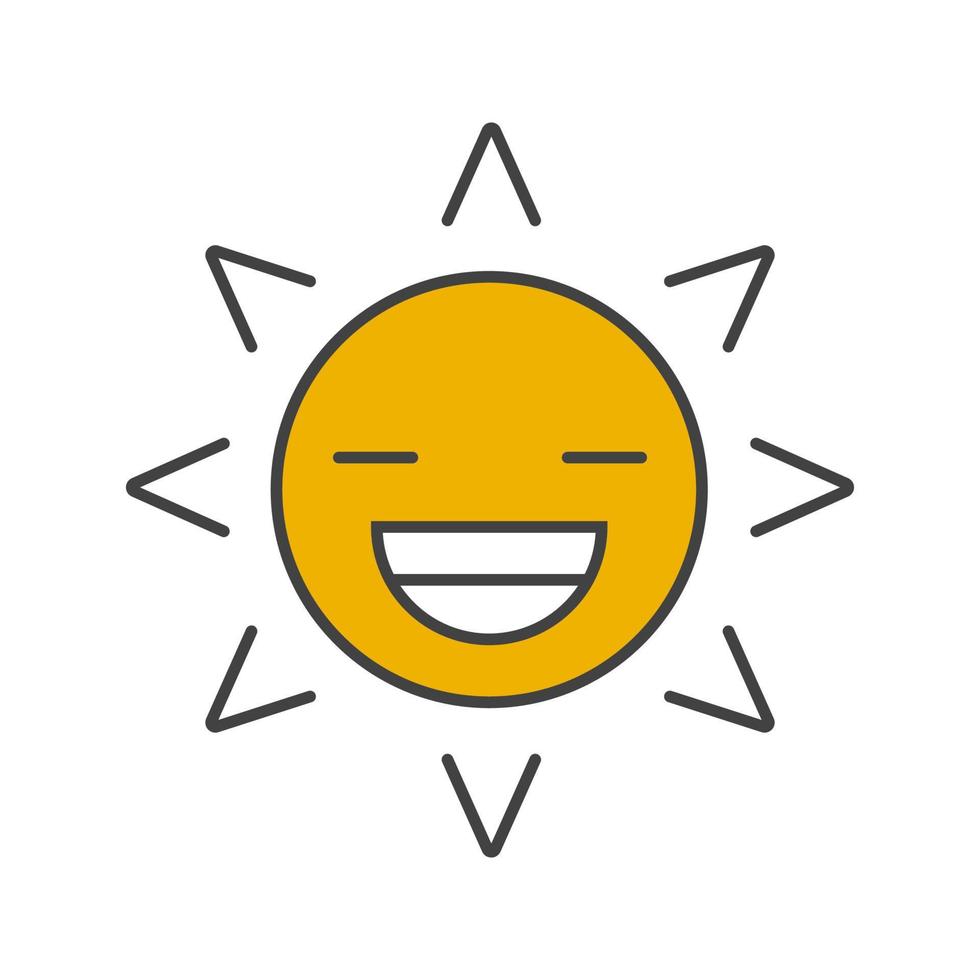 ícone de cor do sol sorridente. temporada de verão. ilustração vetorial isolada vetor