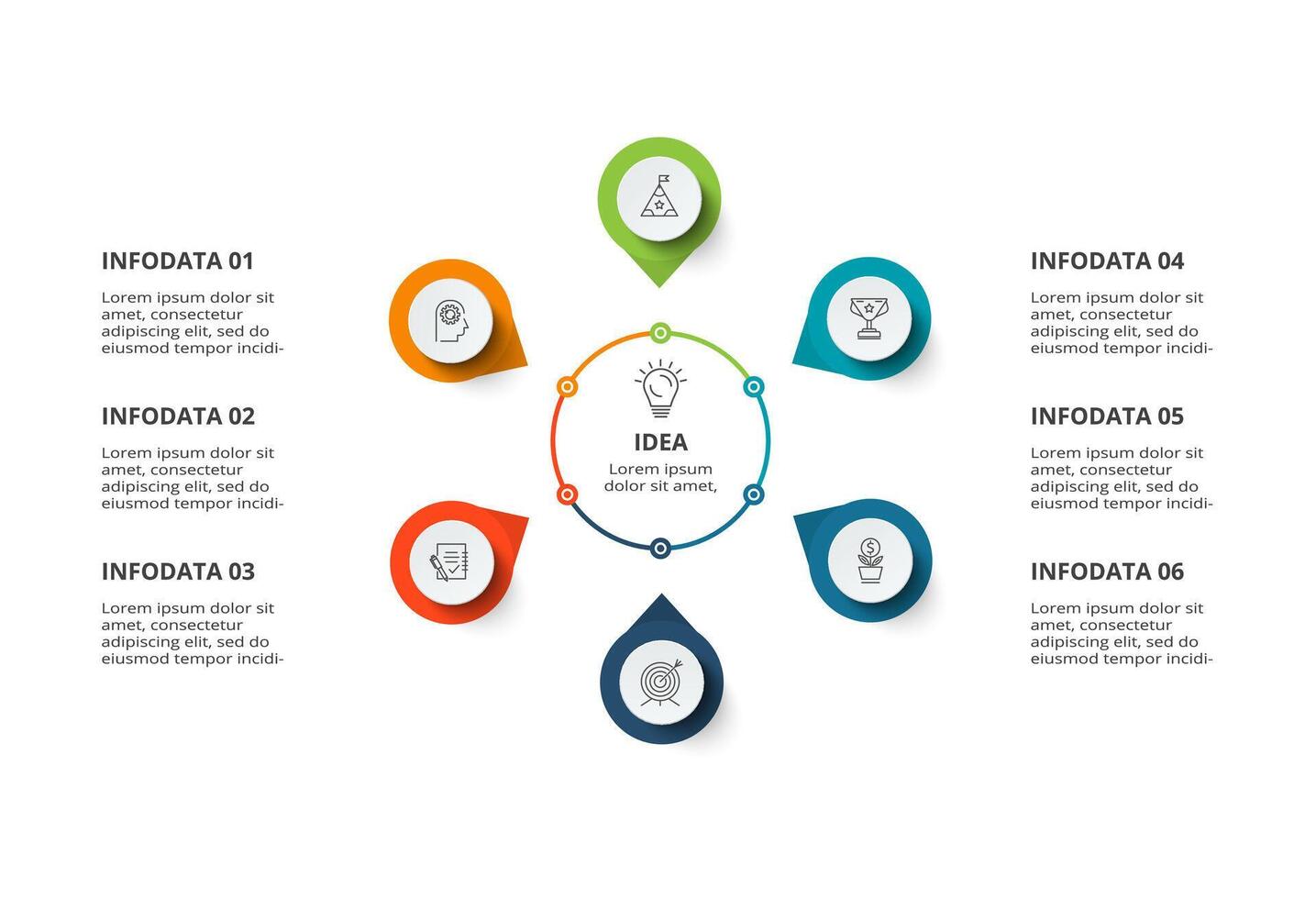 criativo conceito para infográfico com 6 passos, opções, partes ou processos. o negócio dados visualização. vetor