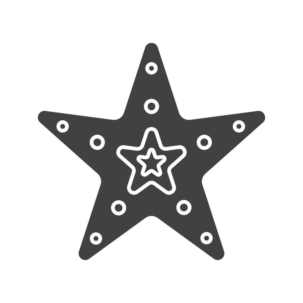 ícone de glifo de estrela do mar. símbolo da silhueta. espaço negativo. ilustração isolada do vetor