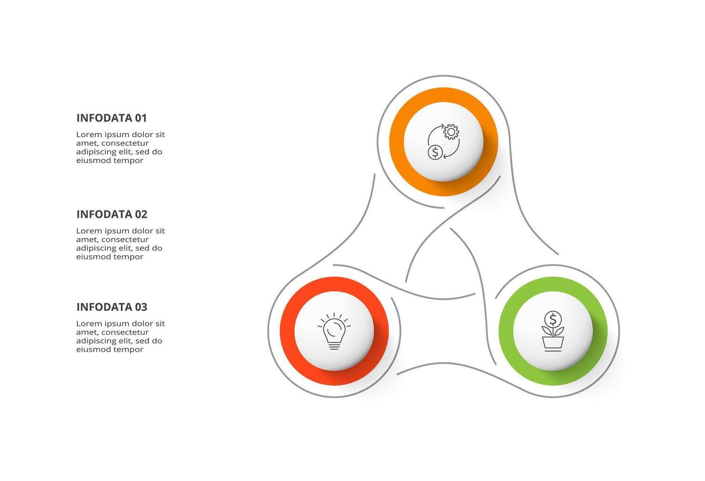 criativo conceito para infográfico com 3 passos, opções, partes ou processos. o negócio dados visualização. vetor