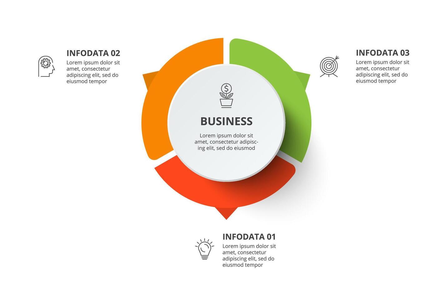 criativo conceito para infográfico com 3 passos, opções, partes ou processos. o negócio dados visualização. vetor