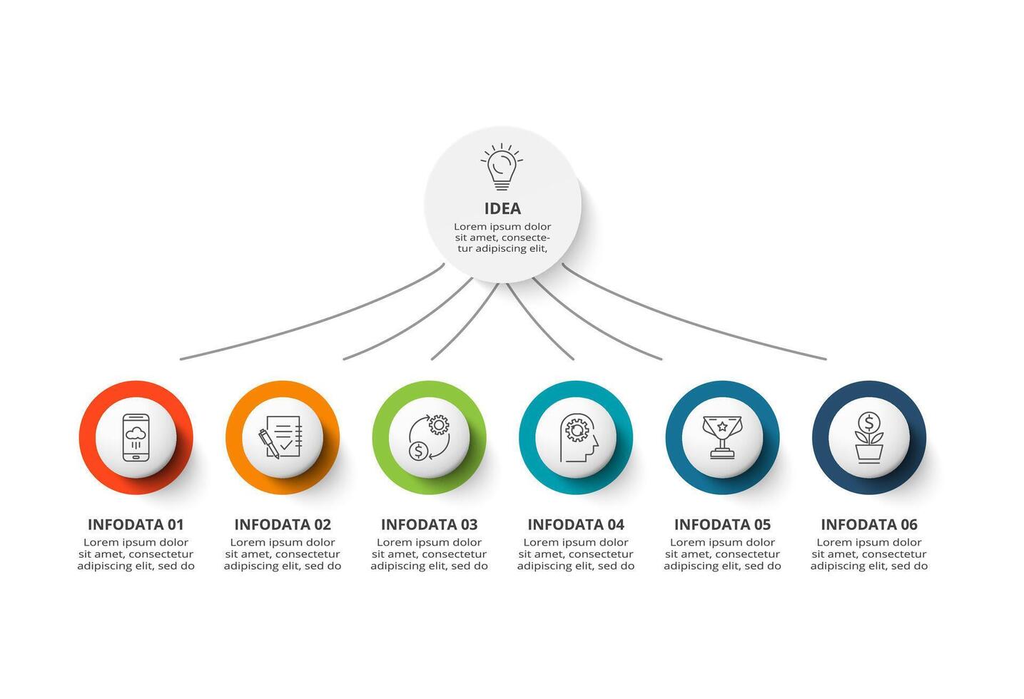 criativo conceito para infográfico com 6 passos, opções, partes ou processos. o negócio dados visualização. vetor