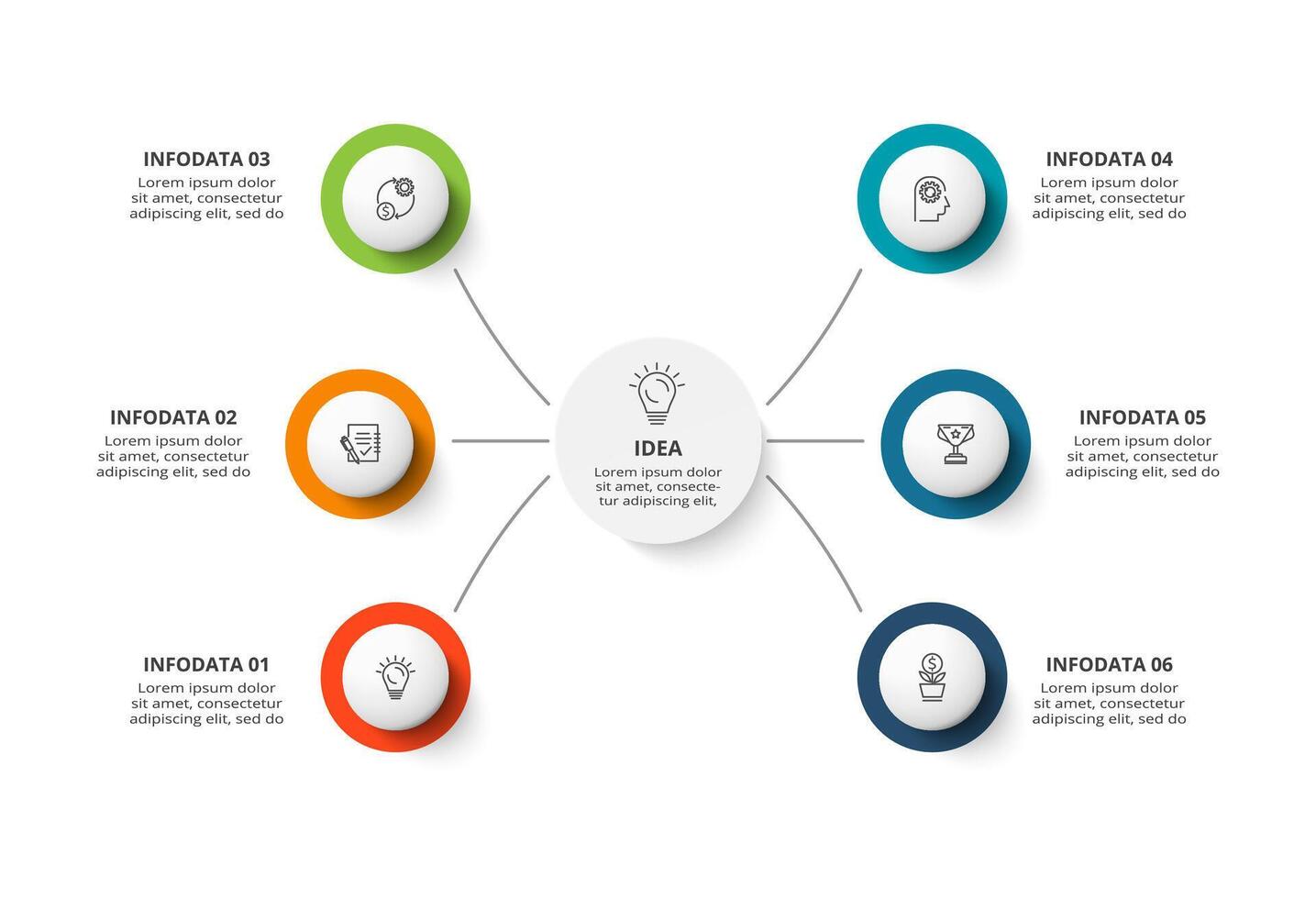 criativo conceito para infográfico com 6 passos, opções, partes ou processos. o negócio dados visualização. vetor