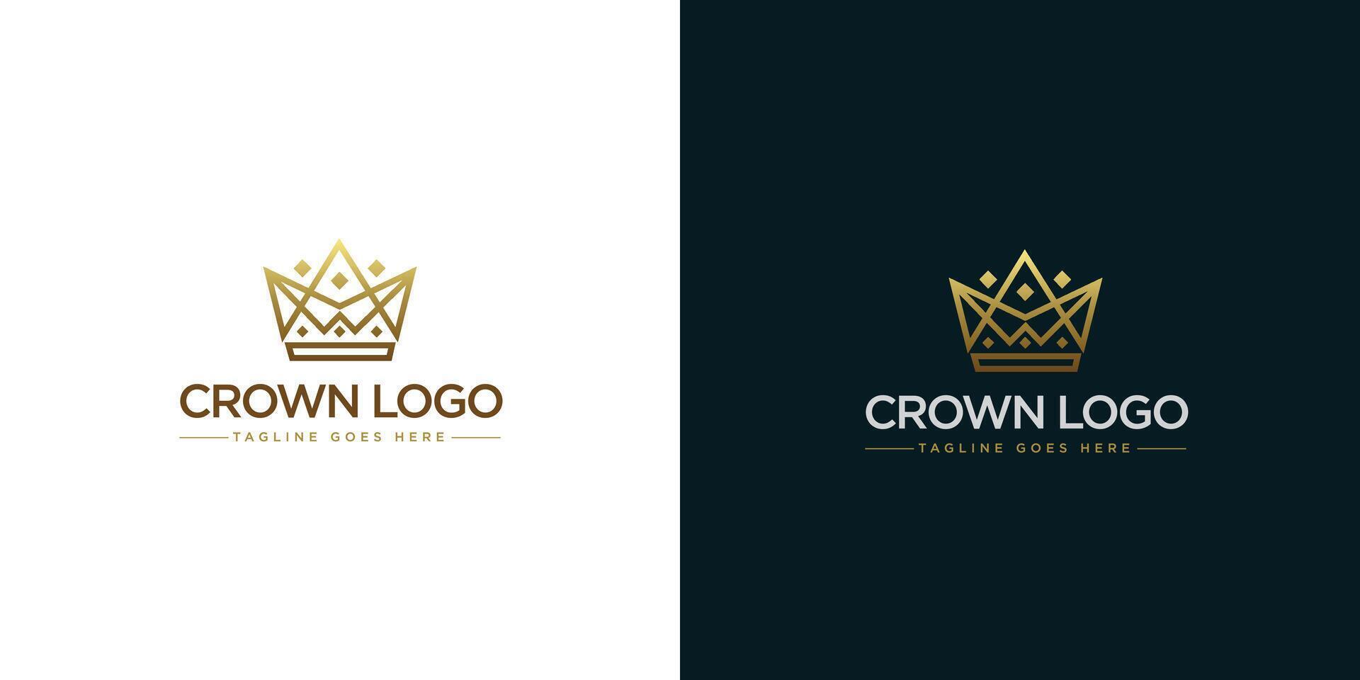 ouro coroa logotipo ilustração com minimalista Projeto estilo vetor