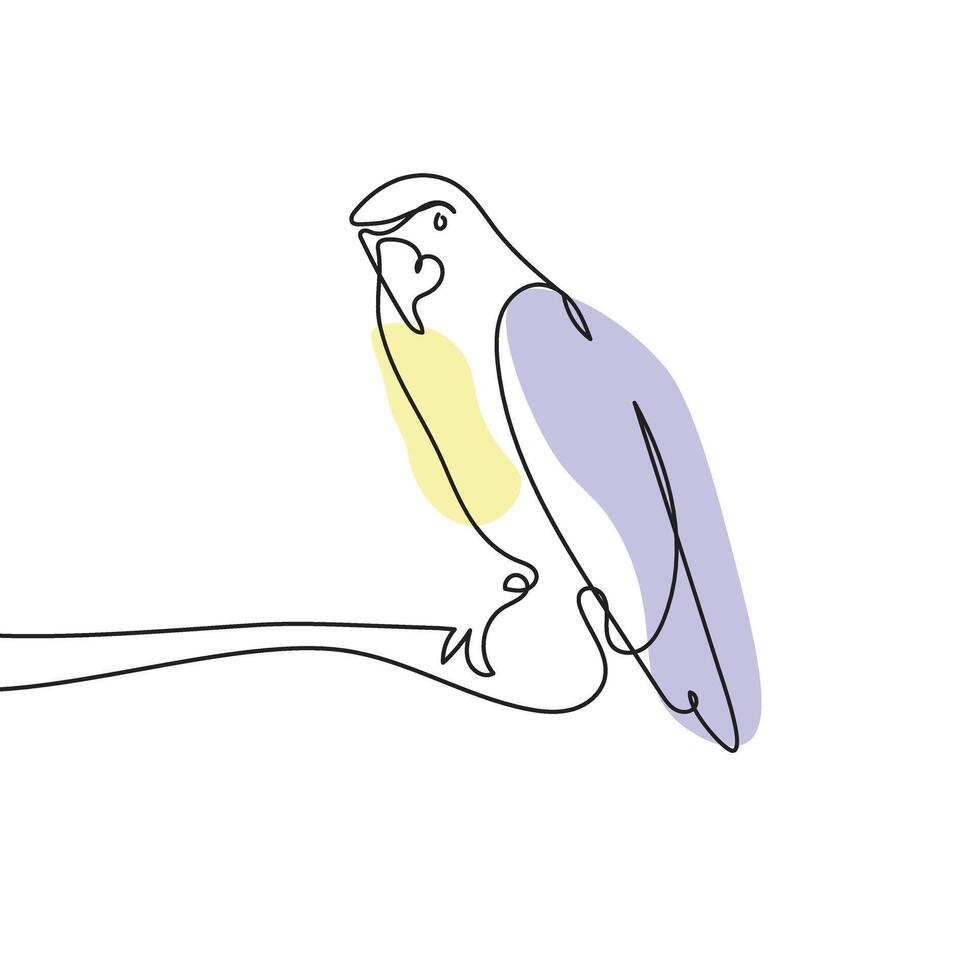 contínuo linha papagaio 1 linha desenho. ilustração vetor