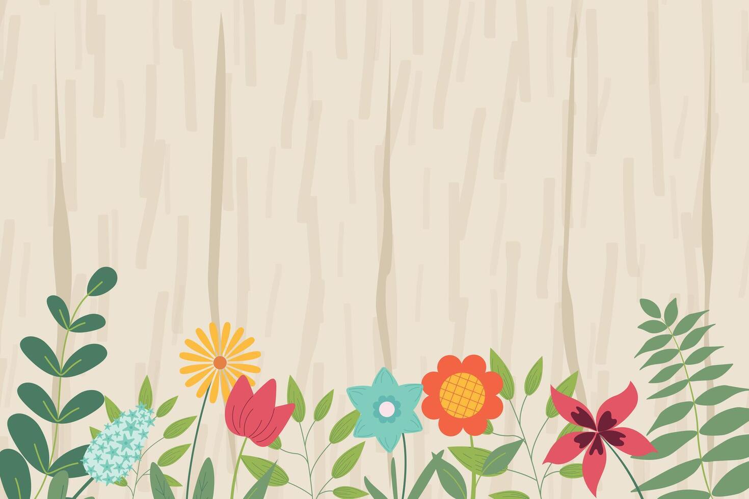 mão esboçado fundo, ilustração. fronteira com folhas e flores para cumprimento cartão, convite modelo dentro pastel cores em de madeira textura fundo. retrô, poster, fundo. vetor