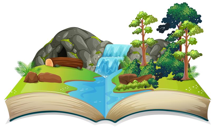 Tema de natureza de livro aberto isolado vetor