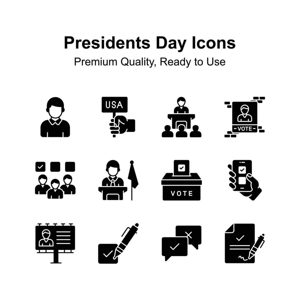visualmente atraente ícones conjunto do presidentes dia, pronto para usar dentro seu sites e Móvel apps vetor