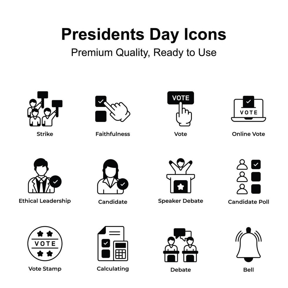 pegue seu mãos em presidentes dias ícones definir, pronto para usar dentro sites e Móvel apps vetor