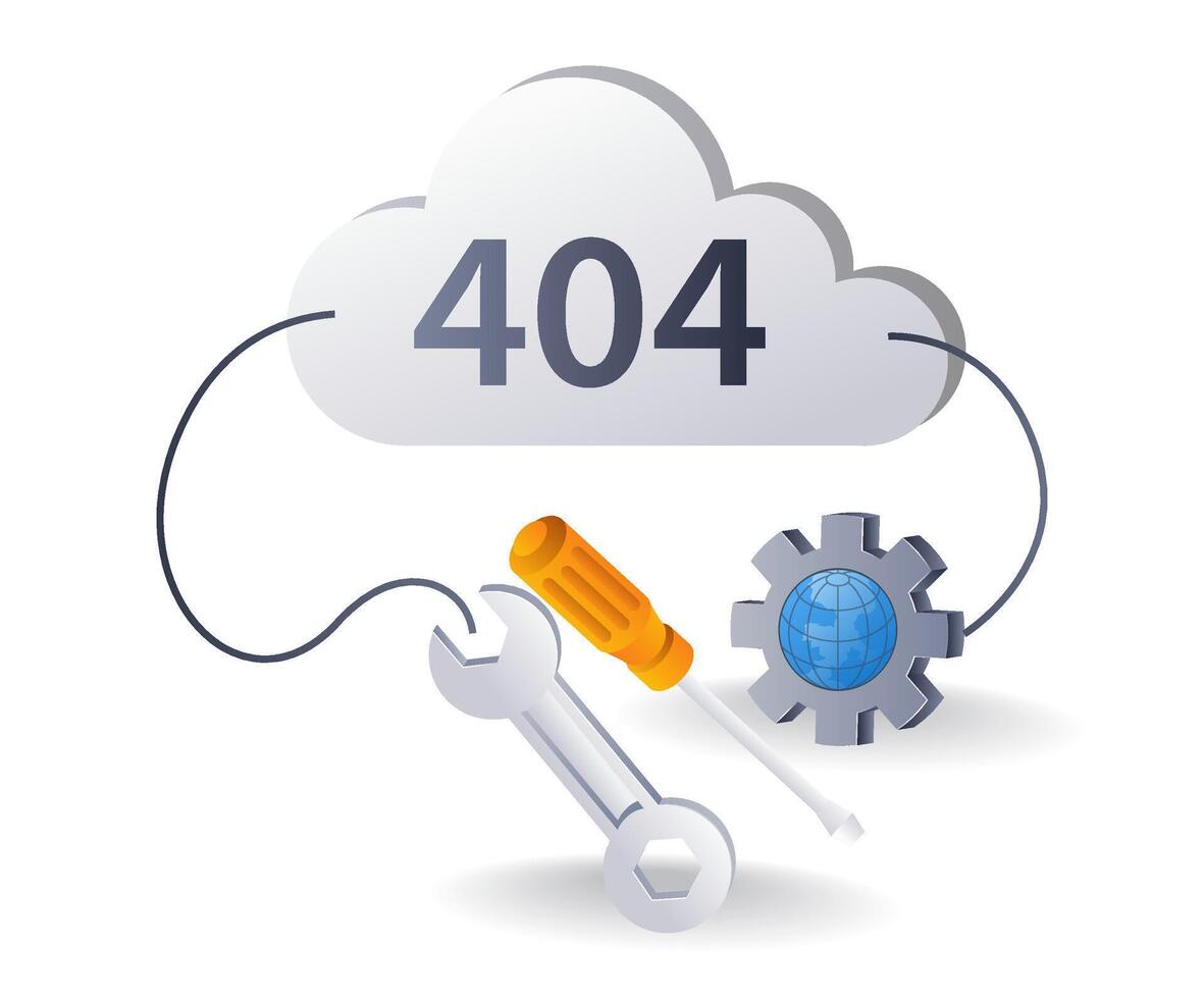 reparar erro código 404 tecnologia sistema, plano isométrico 3d ilustração infográfico vetor