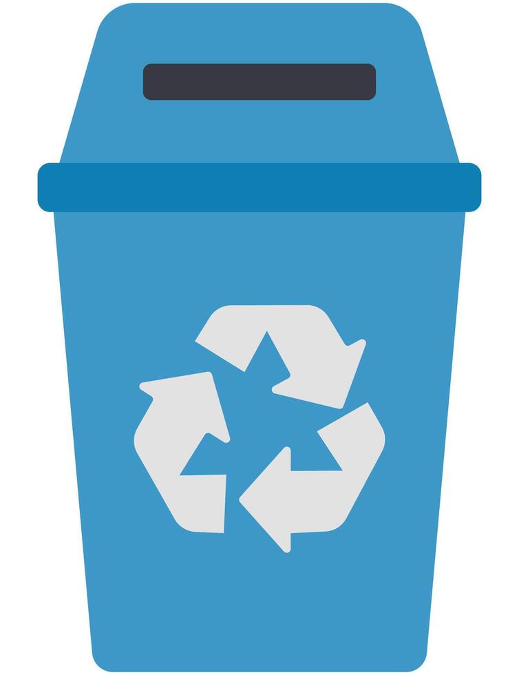 plano ilustração do azul reciclando bin com reciclar logotipo isolado em branco fundo. vetor