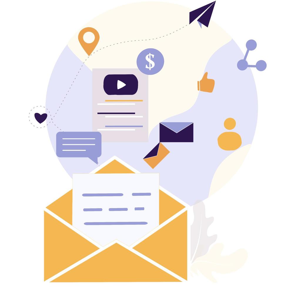 ilustração plana para e-mail marketing, marketing digital, comércio eletrônico, marketing de mídia social, rede social, negócios, materiais promocionais, anúncios. conceito moderno de vetor para web e desenvolvimento móvel.