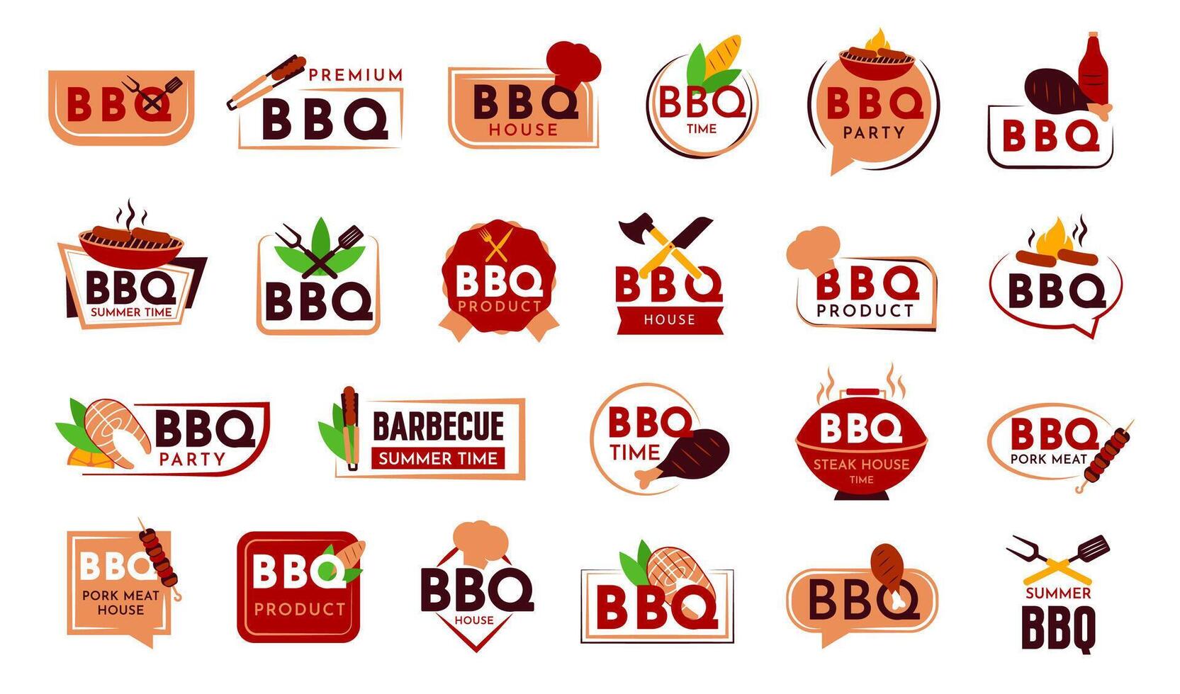 a conjunto do churrasco logotipo dentro uma ilustração para verão tempo, piquenique vetor