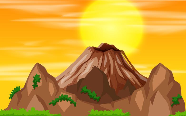 Uma vista do pôr do sol de montanha vetor