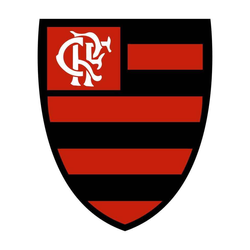 flamengo fc emblema em vibrante vermelho e Preto pano de fundo. icônico brasileiro futebol clube, rico herança, icônico crista. editorial vetor