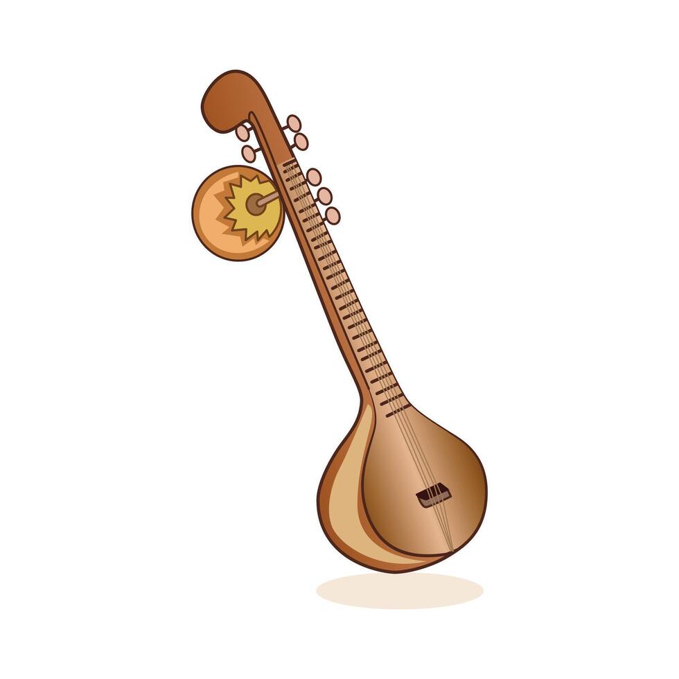 ilustração do lindo cítara clássico música instrumento vetor