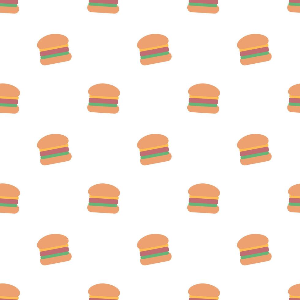 lixo Comida desatado padronizar com Hamburger. velozes Comida fundo. simples rabisco, mão desenhado papel de parede. plano ilustração. vetor