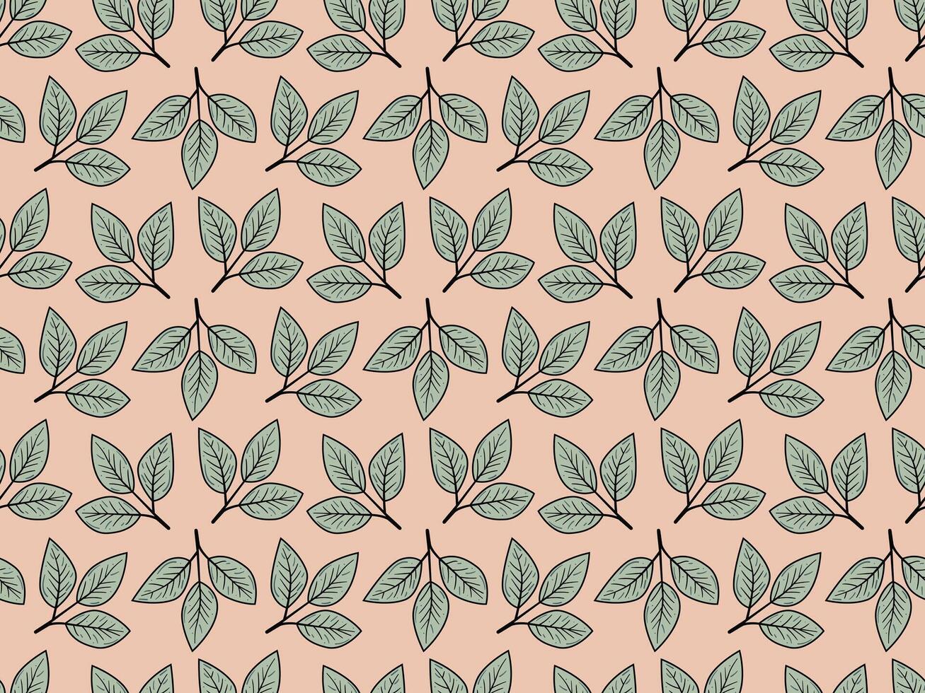 mão desenhado floral padronizar Projeto. simples enfeite com plantar e folha. vetor