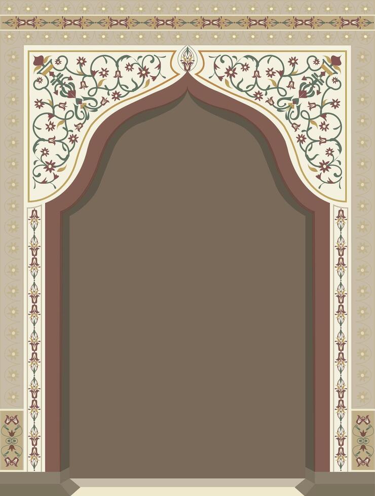 Mughal inspirado mesquita porta ilustração com intrincado motivos vetor