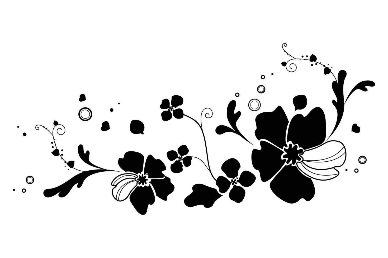 silhueta de flor preta e branca 4463000 Vetor no Vecteezy