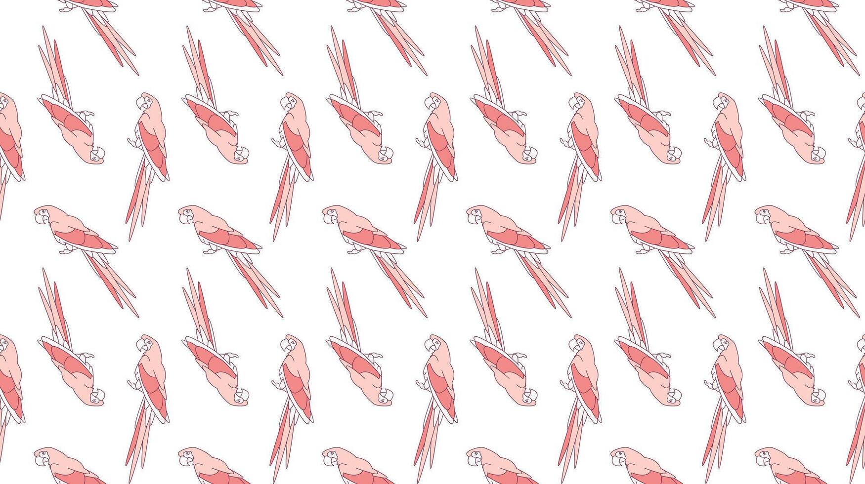 na moda desatado padronizar com monocromático Rosa arara papagaios. plano linha animal pássaro ilustração. pastel fundo com selva pássaros. bebê e crianças impressão para papel de parede, superfície texturas, roupas vetor