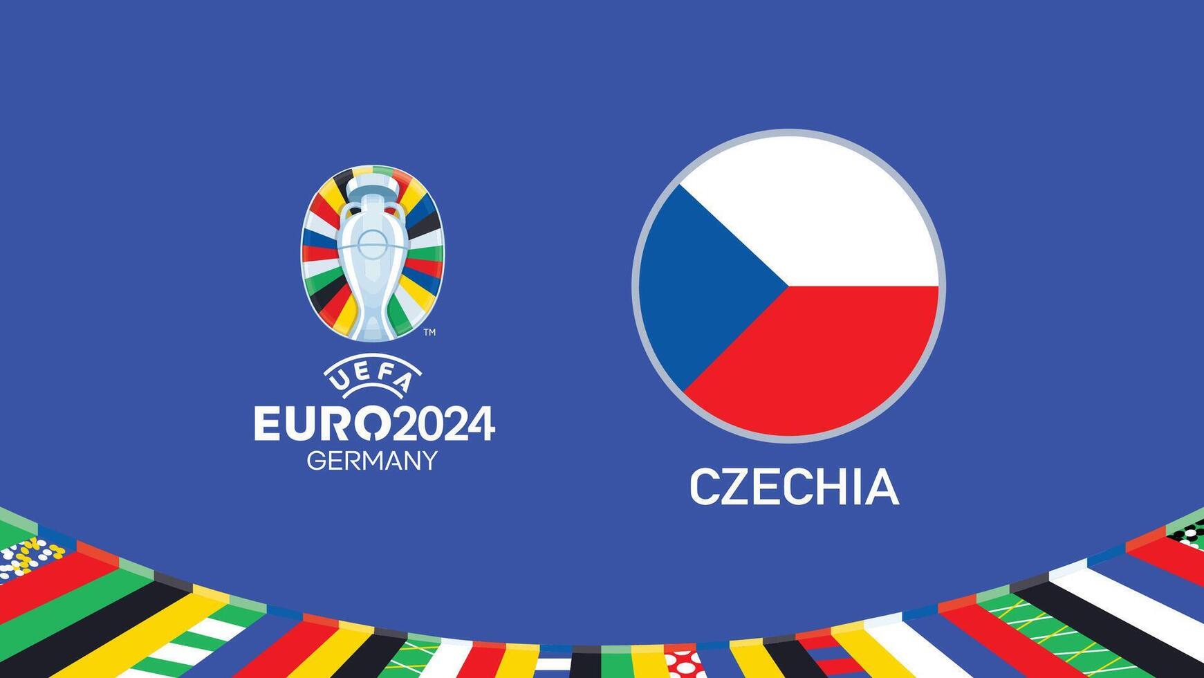 euro 2024 Alemanha checa bandeira emblema equipes Projeto com oficial símbolo logotipo abstrato países europeu futebol ilustração vetor