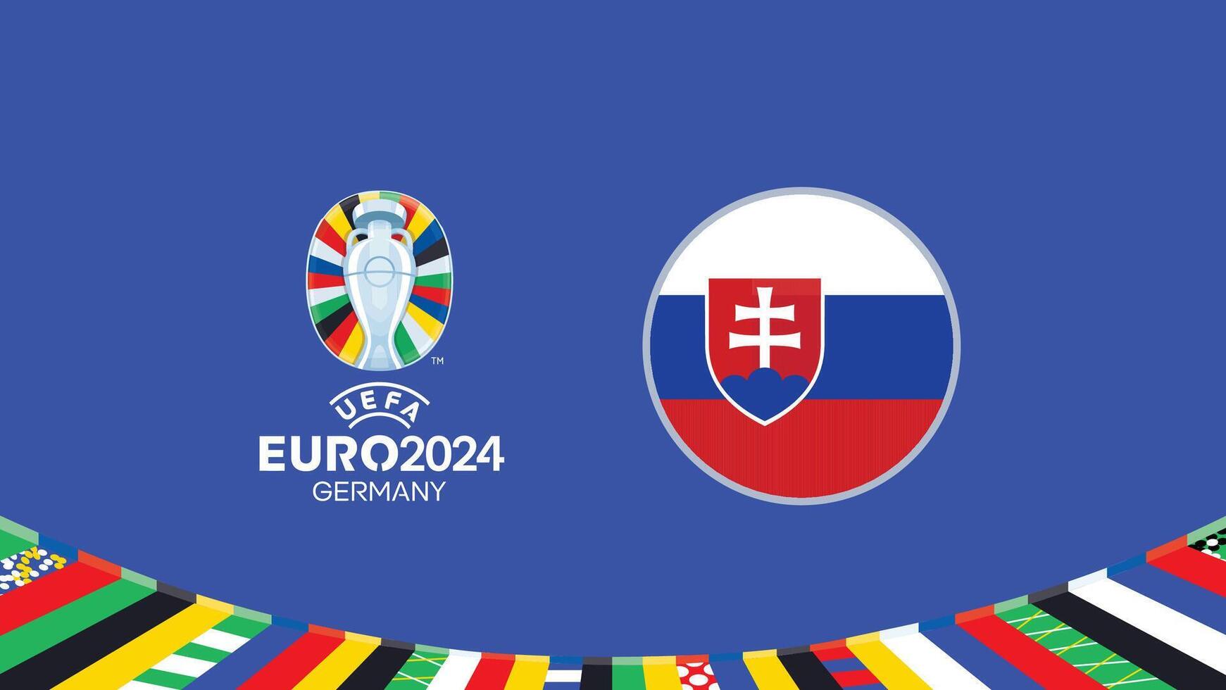 euro 2024 Alemanha Eslováquia bandeira equipes Projeto com oficial símbolo logotipo abstrato países europeu futebol ilustração vetor