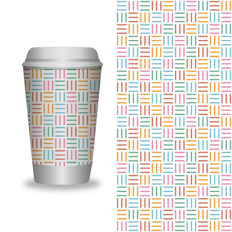 levar longe café embalagem modelos e Projeto elementos para café lojas - cartão copo com desatado padrões. vetor