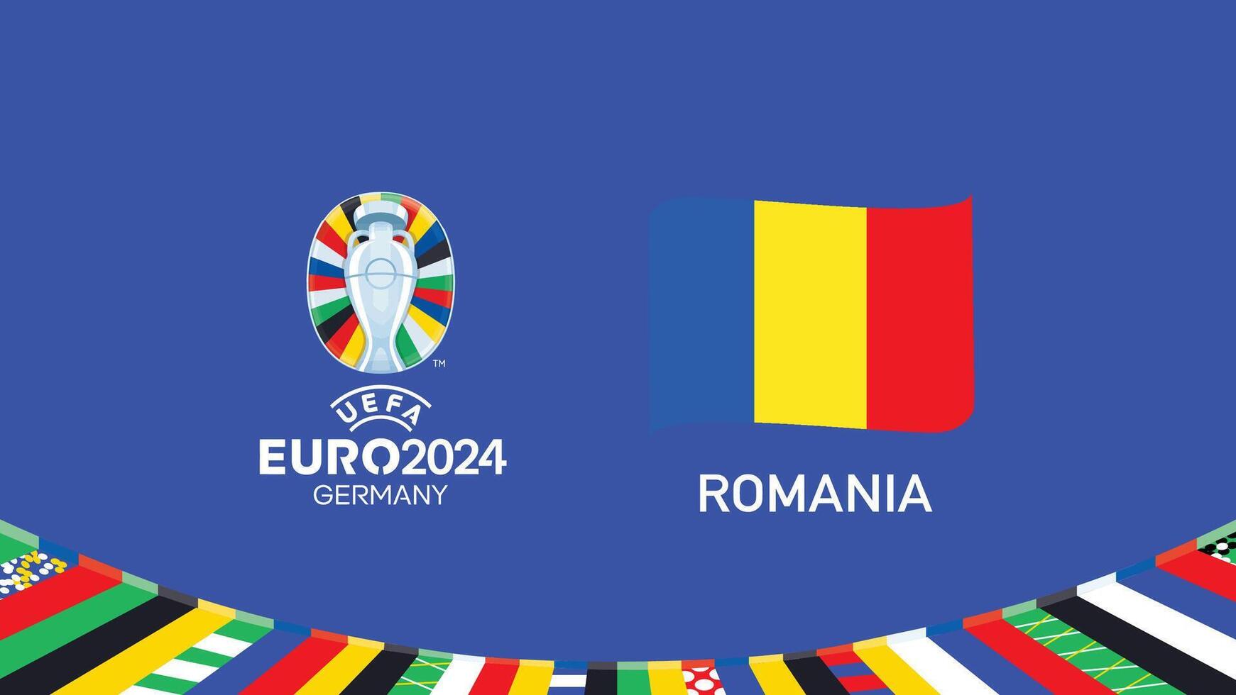 euro 2024 romênia emblema fita equipes Projeto com oficial símbolo logotipo abstrato países europeu futebol ilustração vetor