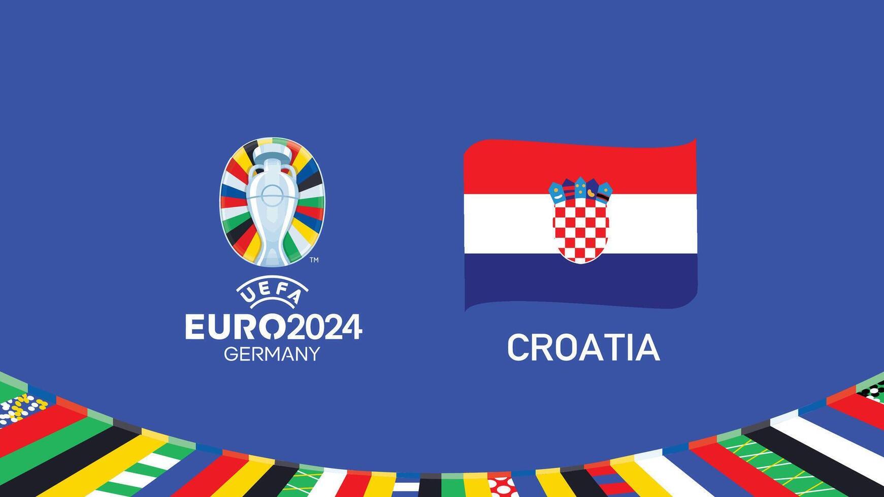 euro 2024 Croácia emblema fita equipes Projeto com oficial símbolo logotipo abstrato países europeu futebol ilustração vetor