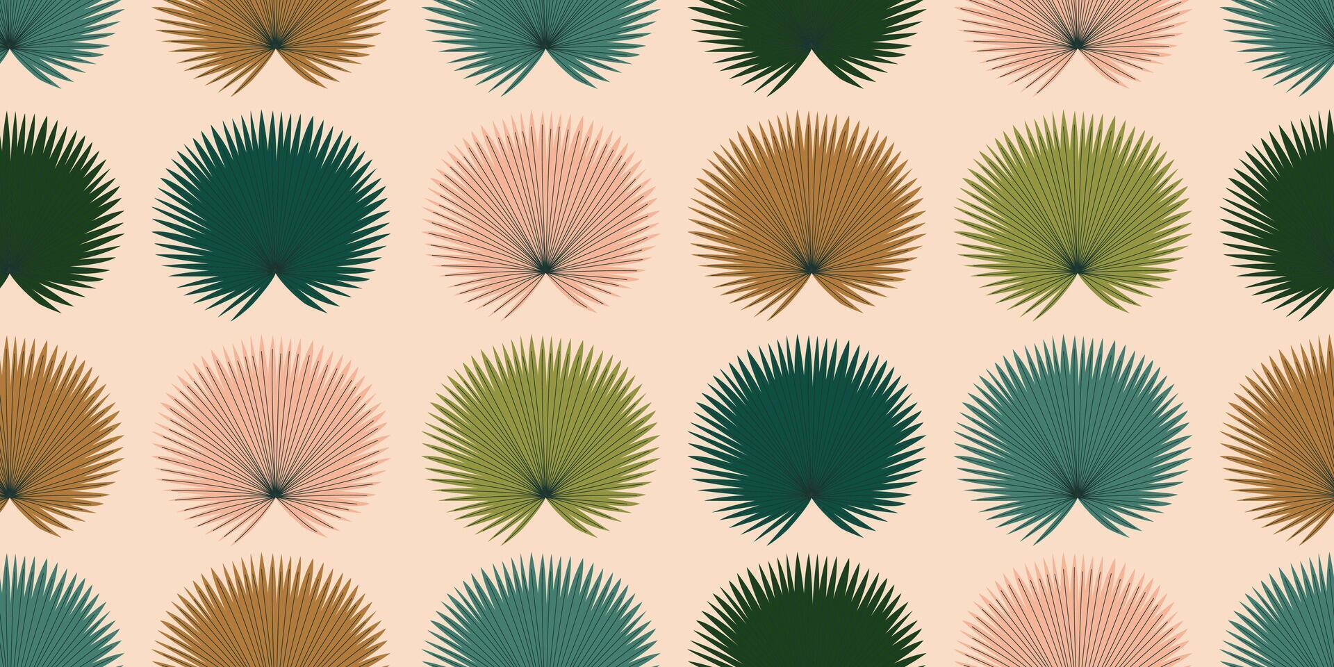 desatado padronizar com Palma folhas. moderno exótico selva plantas. abstrato tropical folhagem fundo. plano ilustração vetor