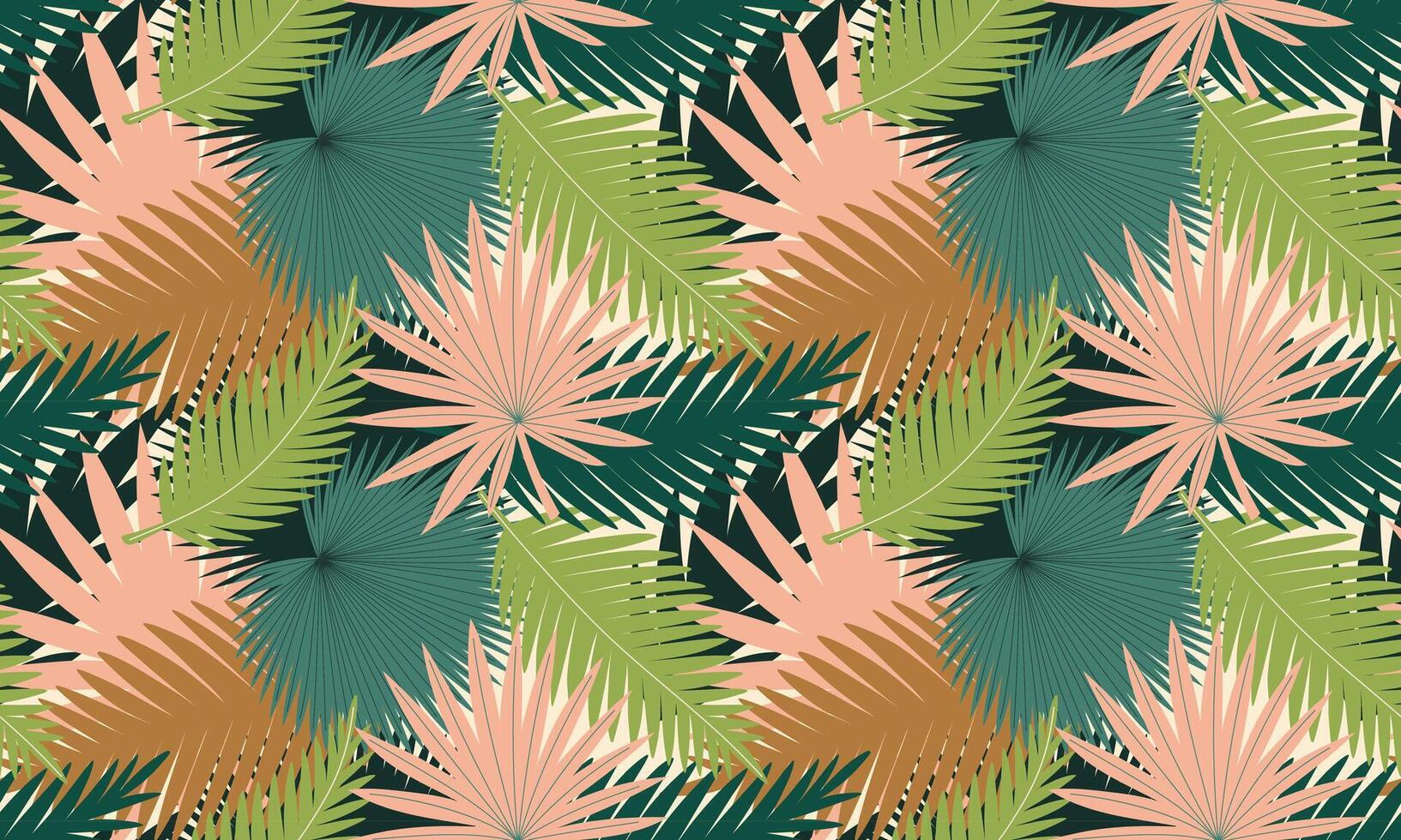 desatado padronizar com Palma folhas. abstrato tropical folhagem fundo. moderno exótico selva plantas. plano ilustração para papel, cobrir, tecido, interior decoração vetor