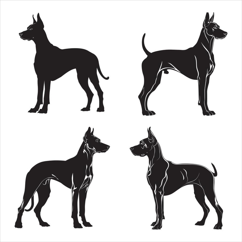 plano ilustração do cachorro silhueta vetor