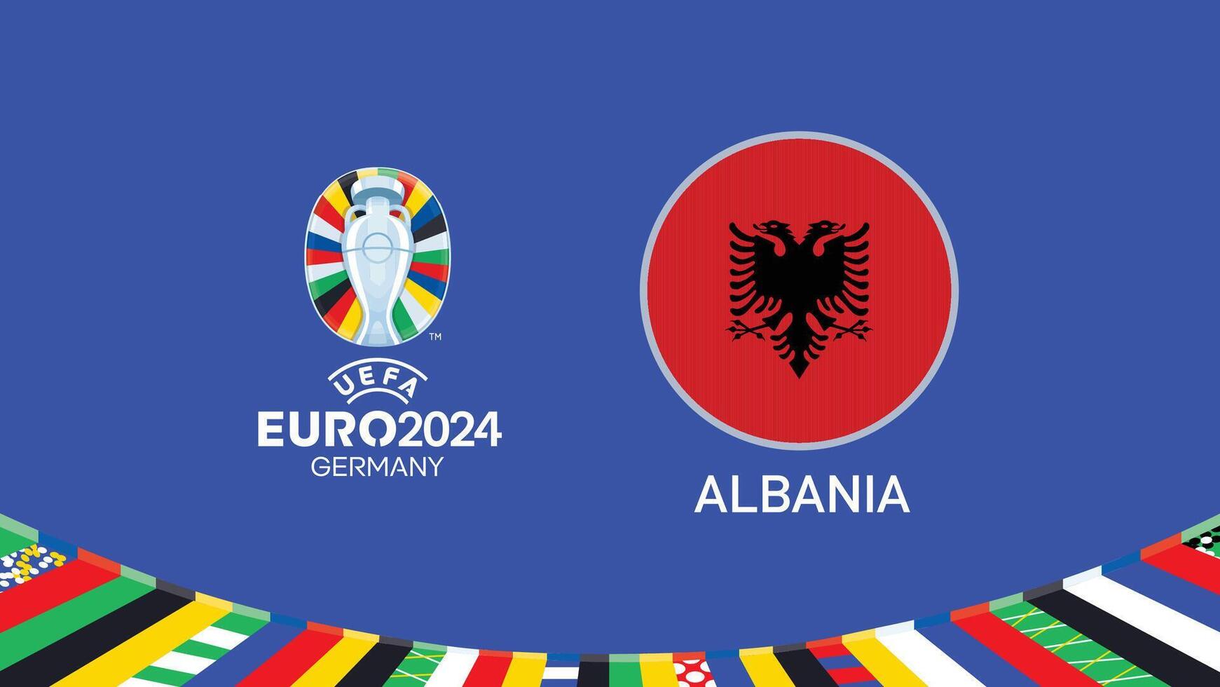 euro 2024 Alemanha Albânia bandeira emblema equipes Projeto com oficial símbolo logotipo abstrato países europeu futebol ilustração vetor