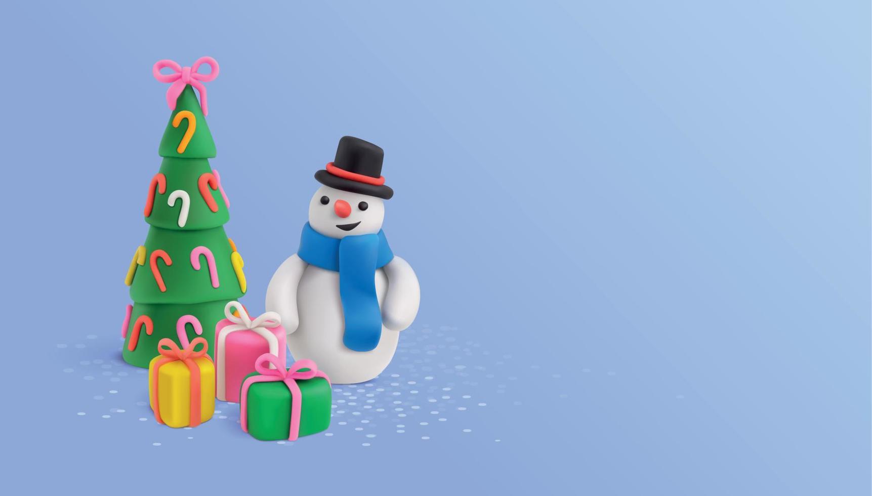 boneco de neve natal composição de plasticina vetor