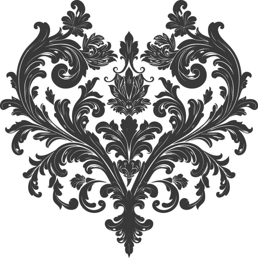 silhueta lareira forma barroco enfeite com filigrana floral elemento Preto cor só vetor