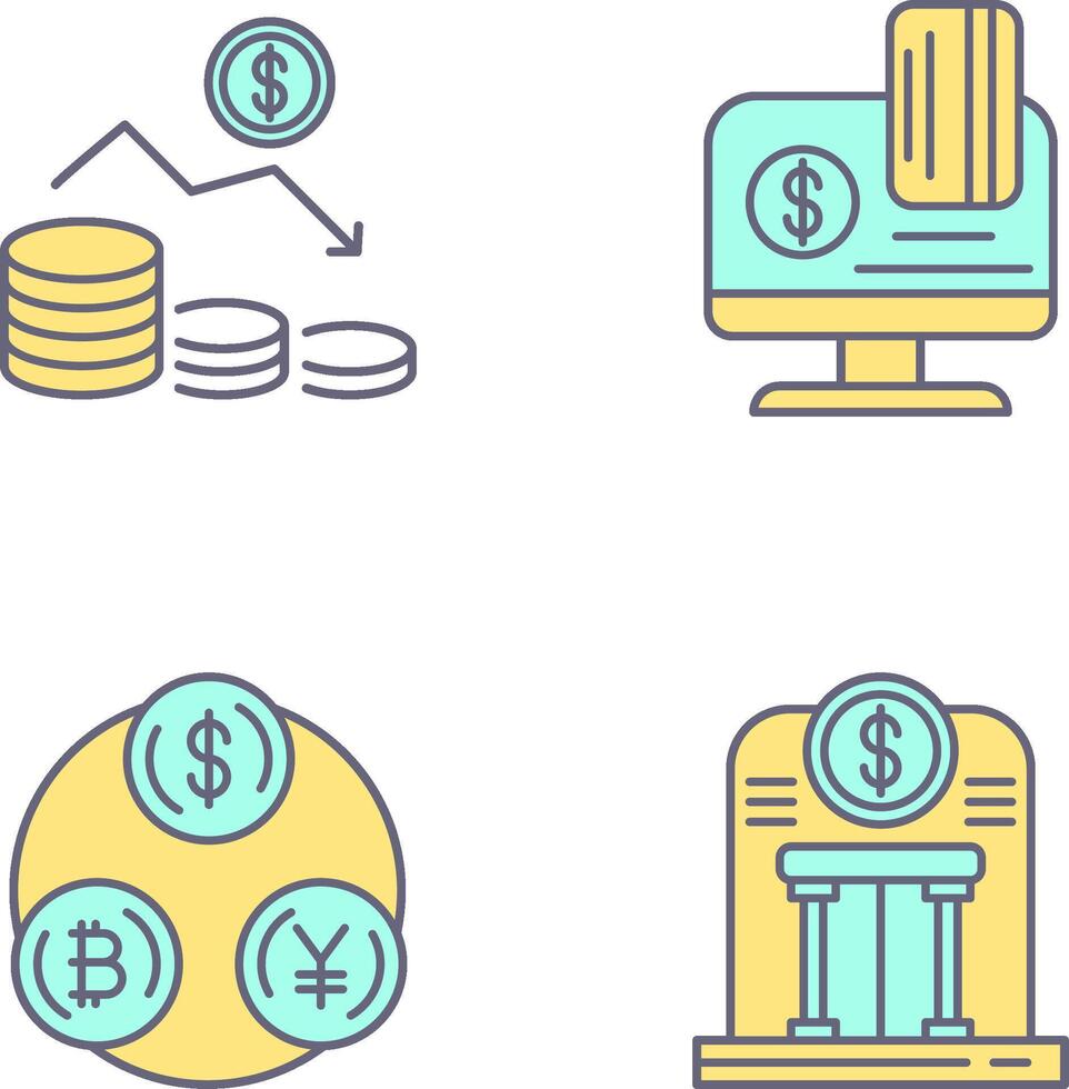 dinheiro perda e conectados Forma de pagamento ícone vetor