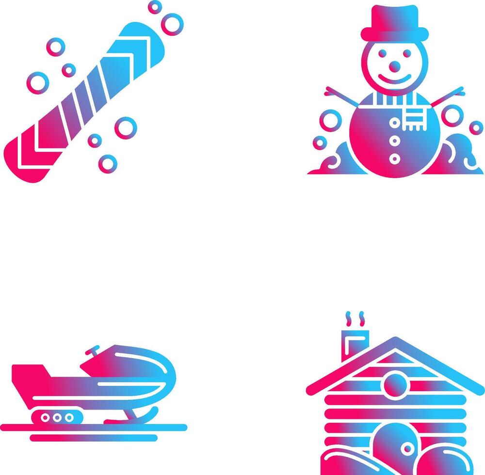 snowboard e boneco de neve ícone vetor