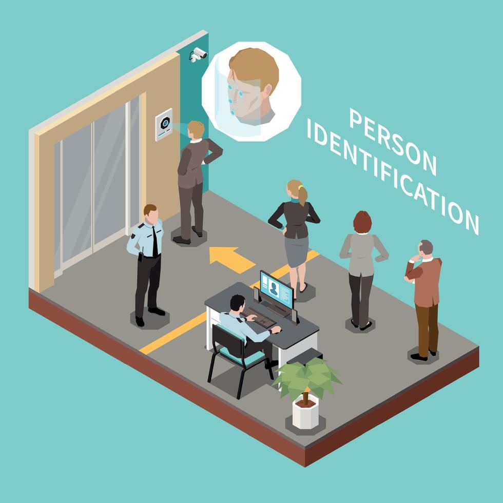 composição isométrica de identificação de pessoas vetor