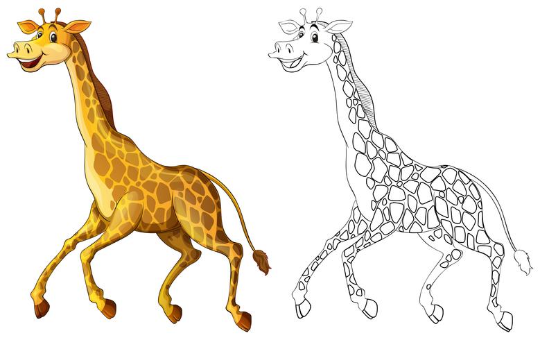 Doodles esboçar animal para corrida de girafa vetor