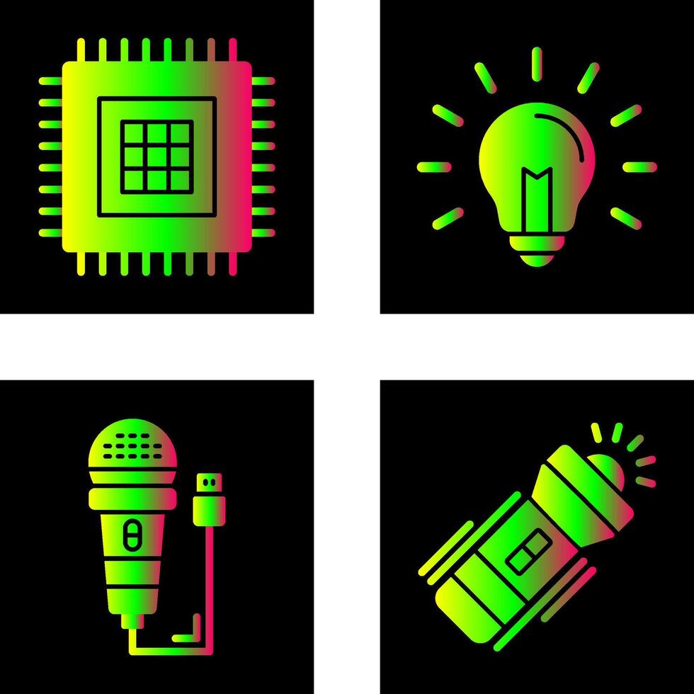 processador e luz lâmpada ícone vetor