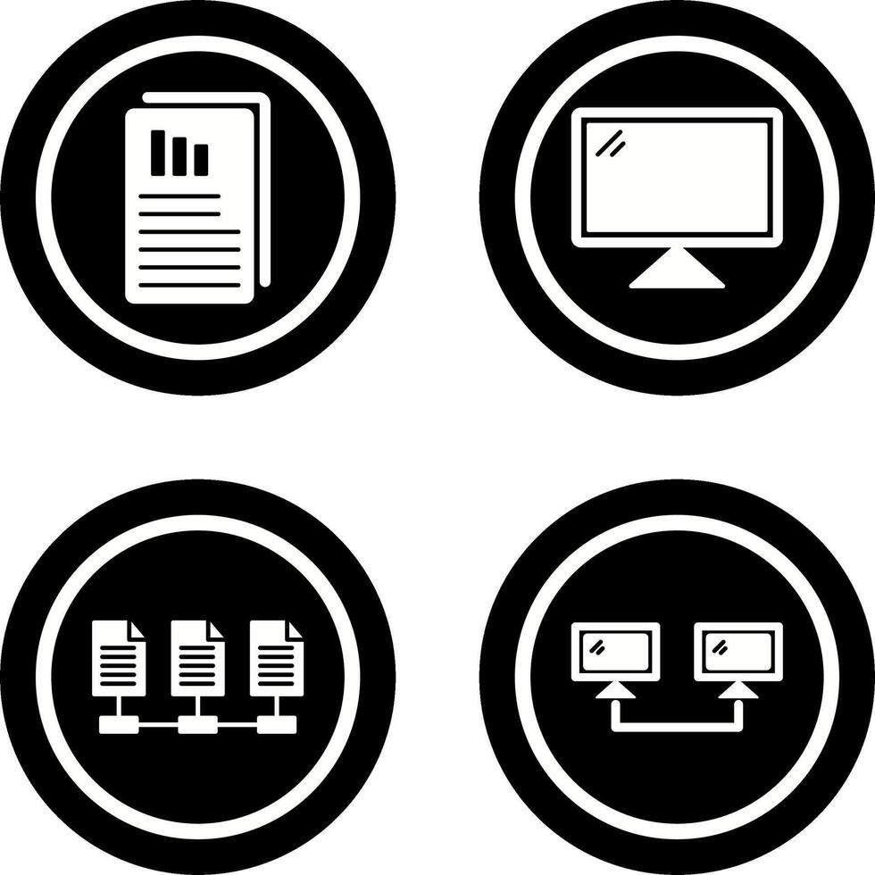relatórios e computador ícone vetor