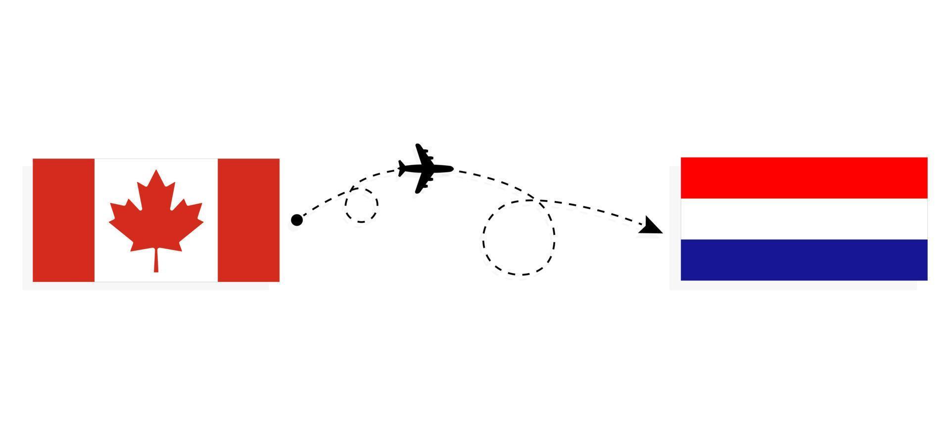 voo e viagem do Canadá para a Croácia pelo conceito de viagem de avião de passageiros vetor