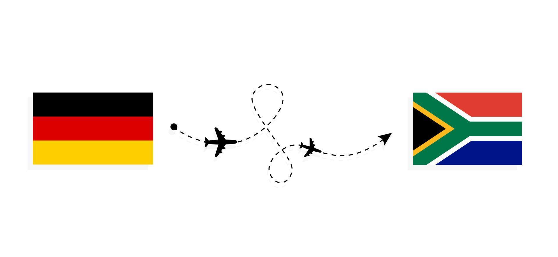 voo e viagem da Alemanha para a África do Sul pelo conceito de viagem de avião de passageiros vetor