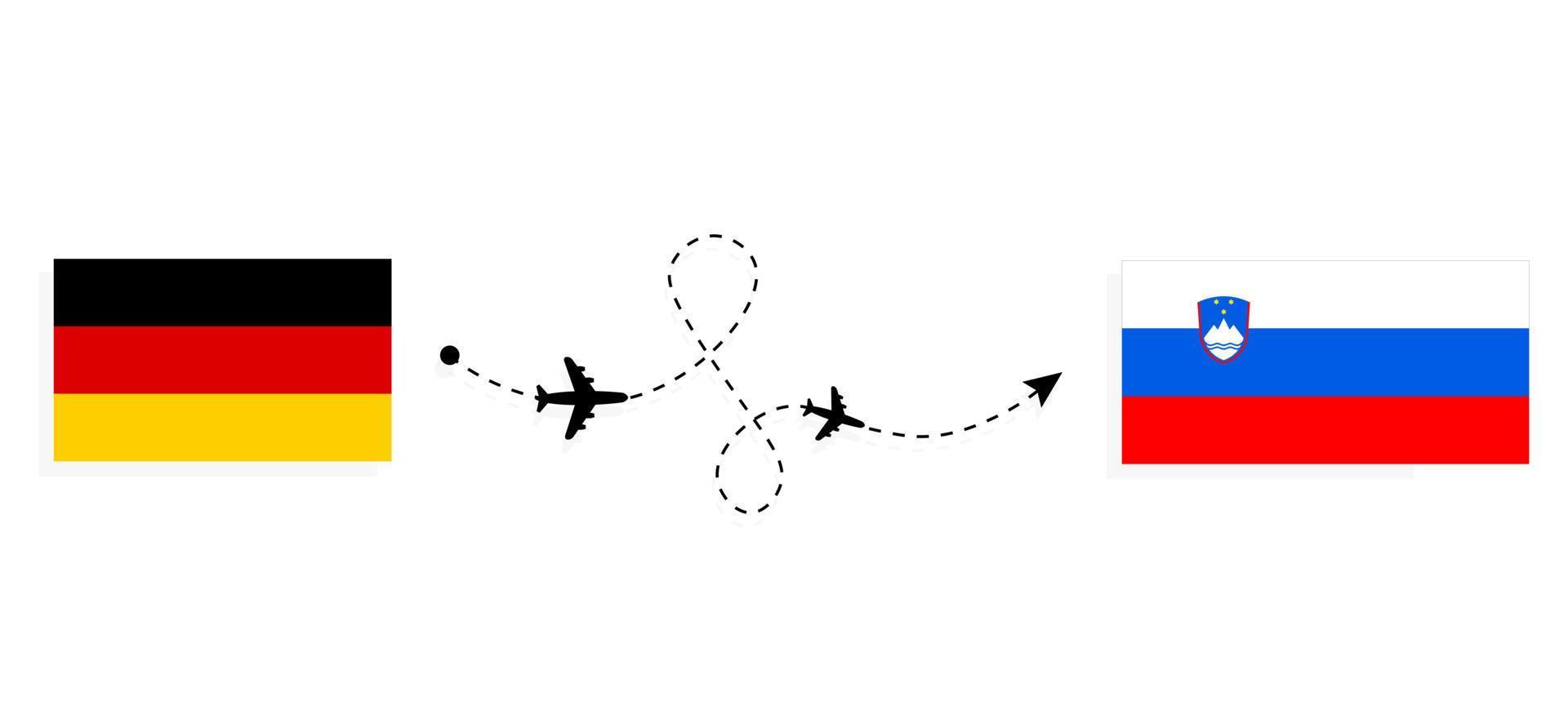 voo e viagem da Alemanha para a Eslovênia pelo conceito de viagem de avião de passageiros vetor