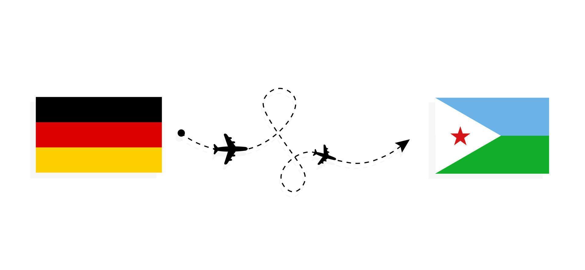 voo e viagem da Alemanha para Djibouti pelo conceito de viagem de avião de passageiros vetor