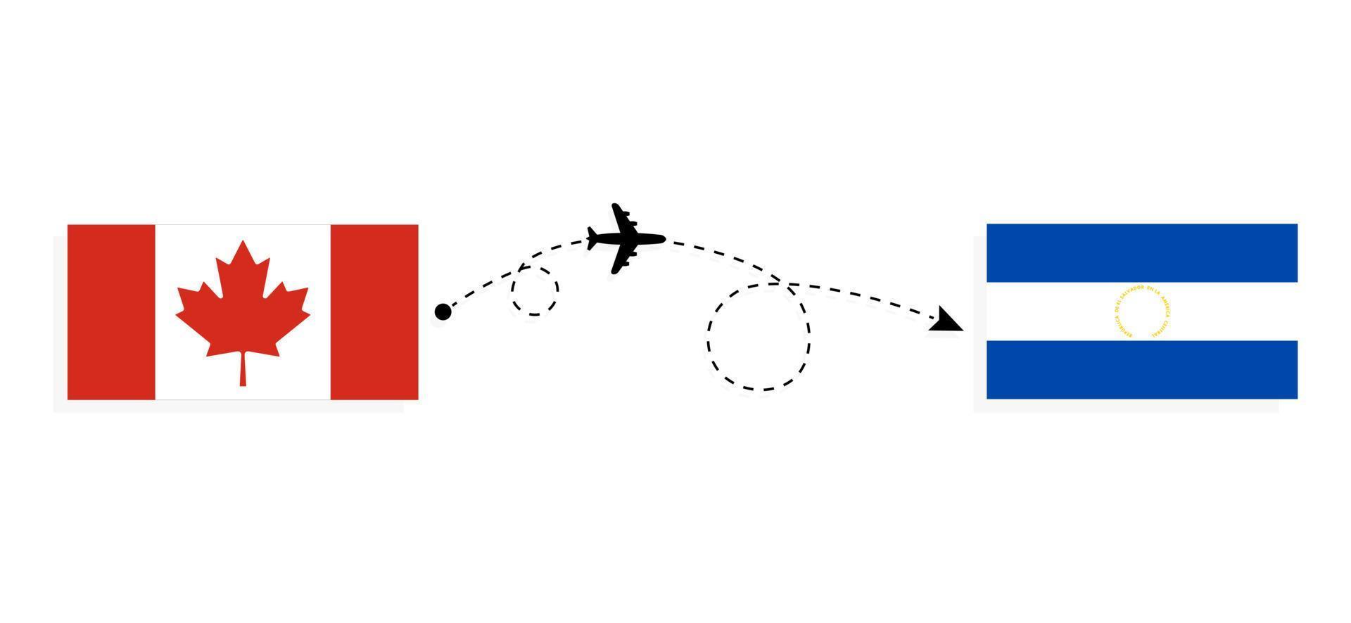 voo e viagem do Canadá para El Salvador com o conceito de viagens de avião de passageiros vetor
