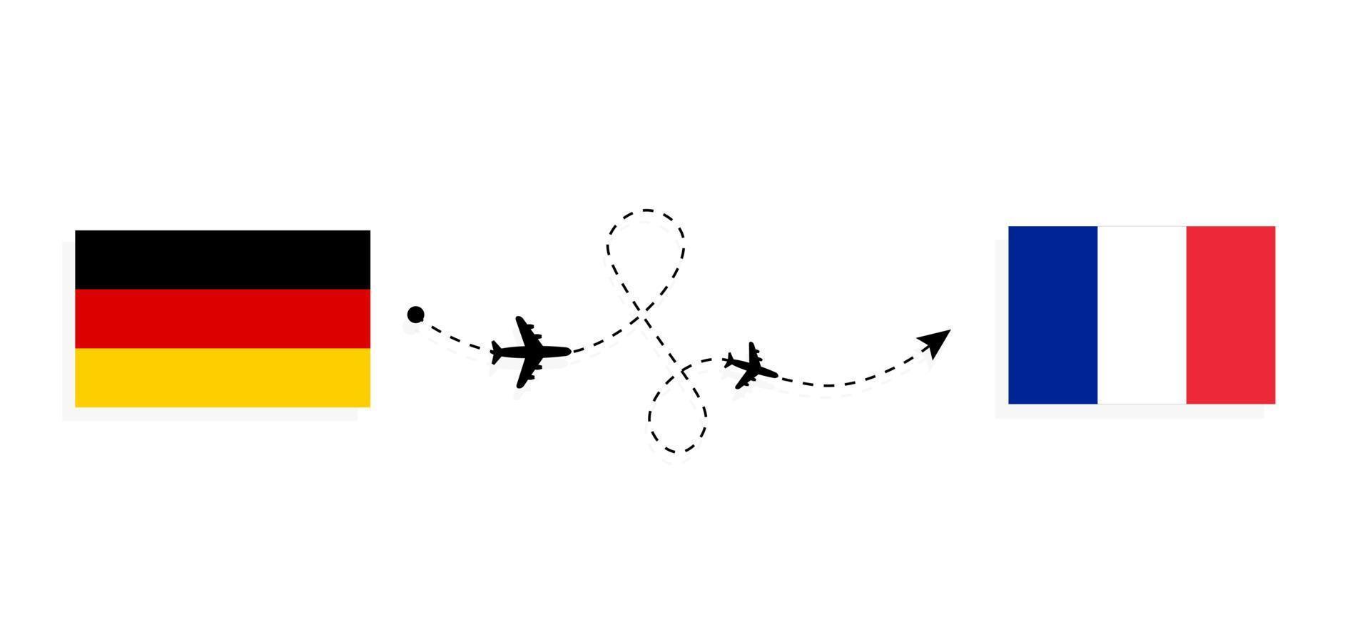 voo e viagem da Alemanha para a França pelo conceito de viagens de avião de passageiros vetor