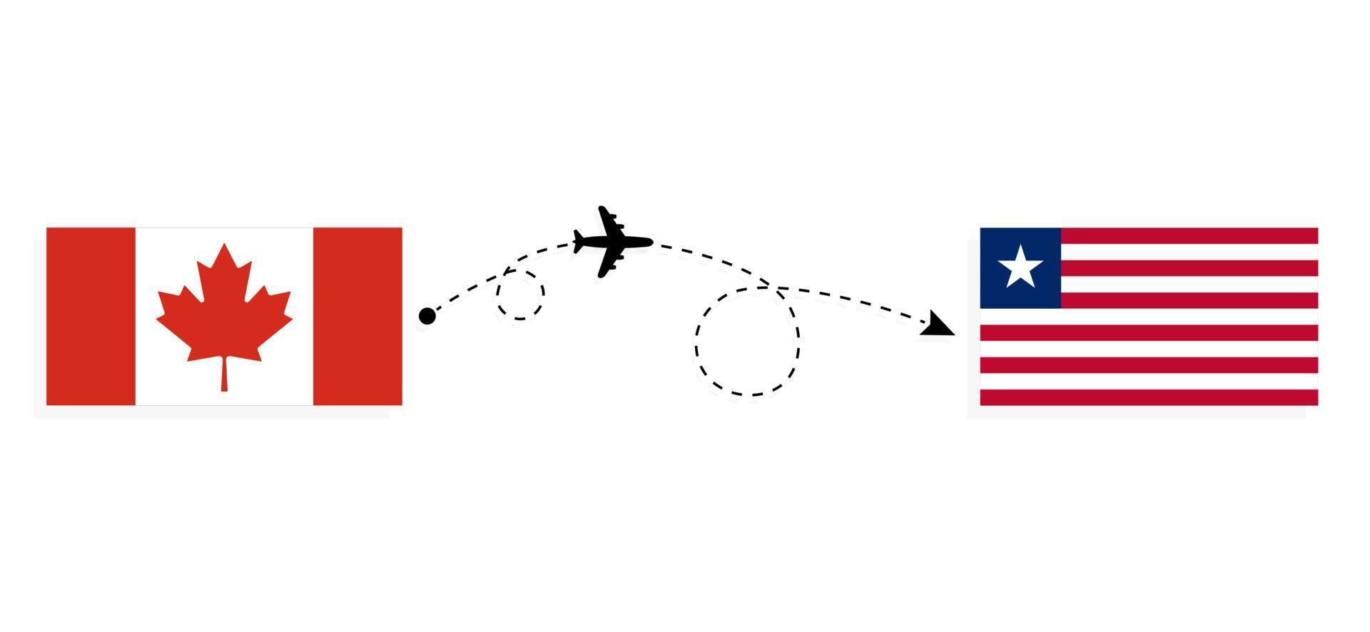 voo e viagem do Canadá para a Libéria pelo conceito de viagem de avião de passageiros vetor