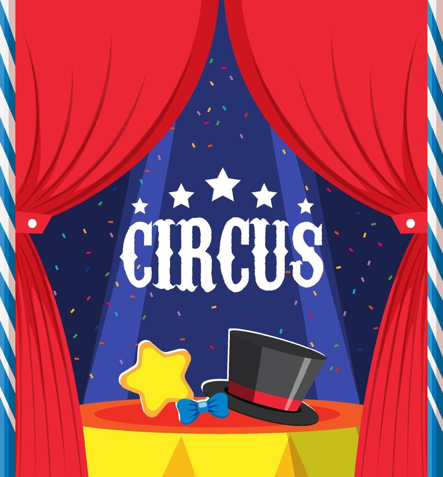 desenho de banner de circo com cortina vermelha vetor